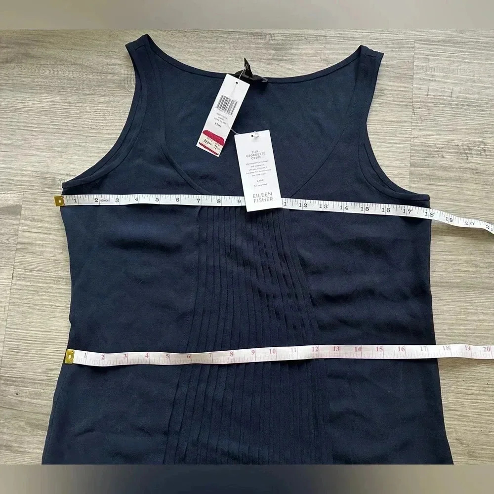 J crew silk dress navy blue color super elegant and fresh Sz XS fits like M - Picture 3 of 7